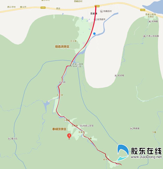 红色线条为大修路段